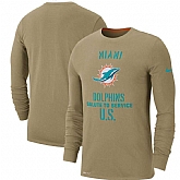 Men's Miami Dolphins Nike Tan 2019 Salute to Service Sideline Performance Long Sleeve Shirt